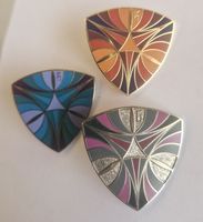 JRMD Amlikon Emaille-Broschen Geometrisch Vergoldet,3er Set