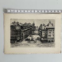 kleines Bild / Geneve La Place du Molard ( Radierung? )