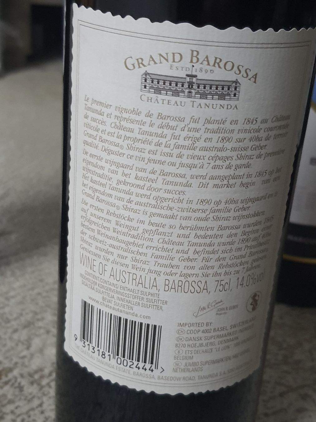 Vino: Grand Barossa Shiraz 2011 – Nuovo e nell'imballaggio originale da Flawil venduto da rcnkr 2