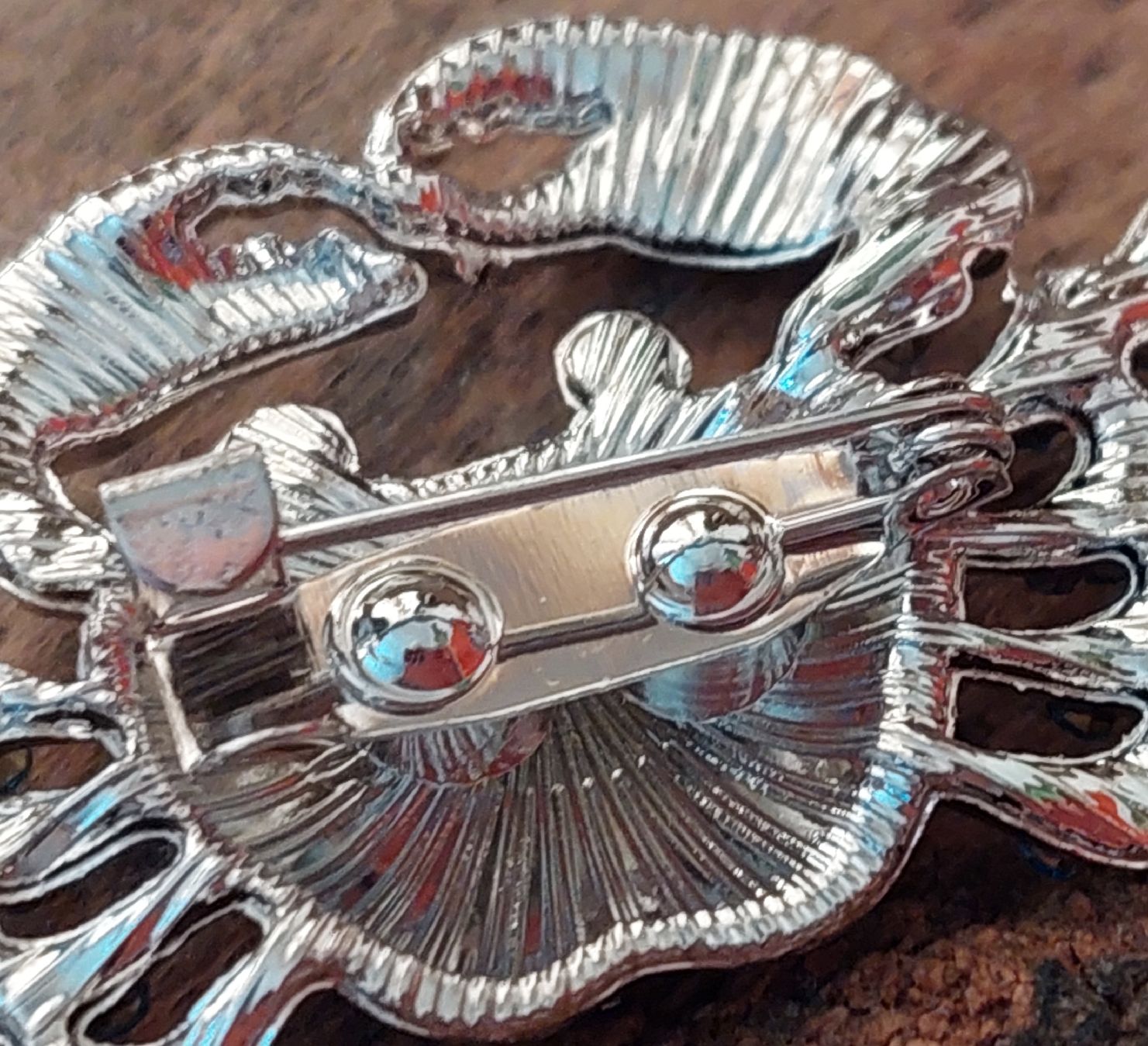 Spille & Fermagli: Brosche Krebs Krabbe mit Strass-Steinen, Silber-Blau – Usato da Oberwil BL venduto da Hunajakakku 4