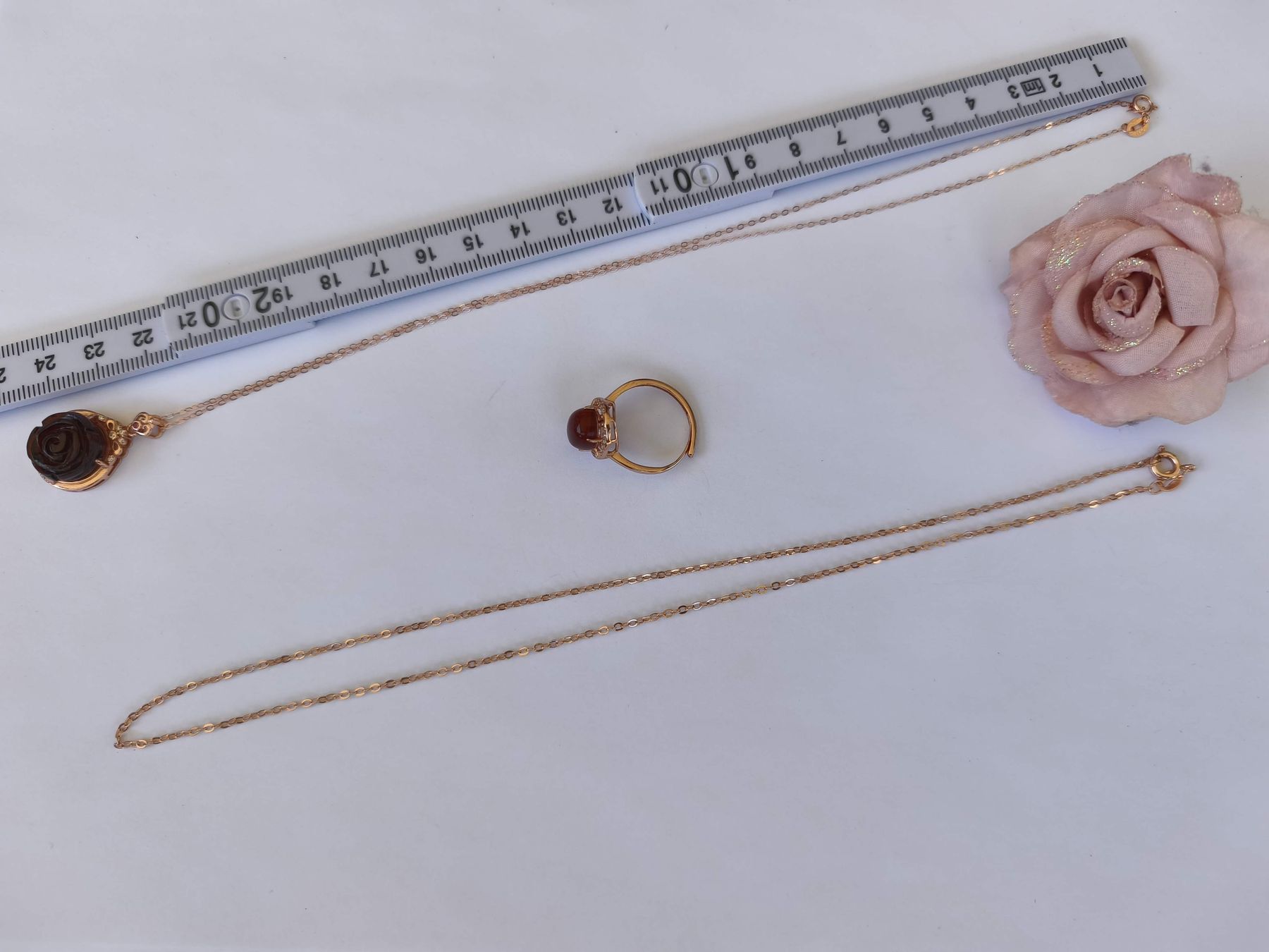 Altri gioielli: Kirschbernstein Set Rose Kette Ring 925  roségold Bernstein – Nuovo e nell'imballaggio originale da St. Gallen venduto da GIULESGG 1