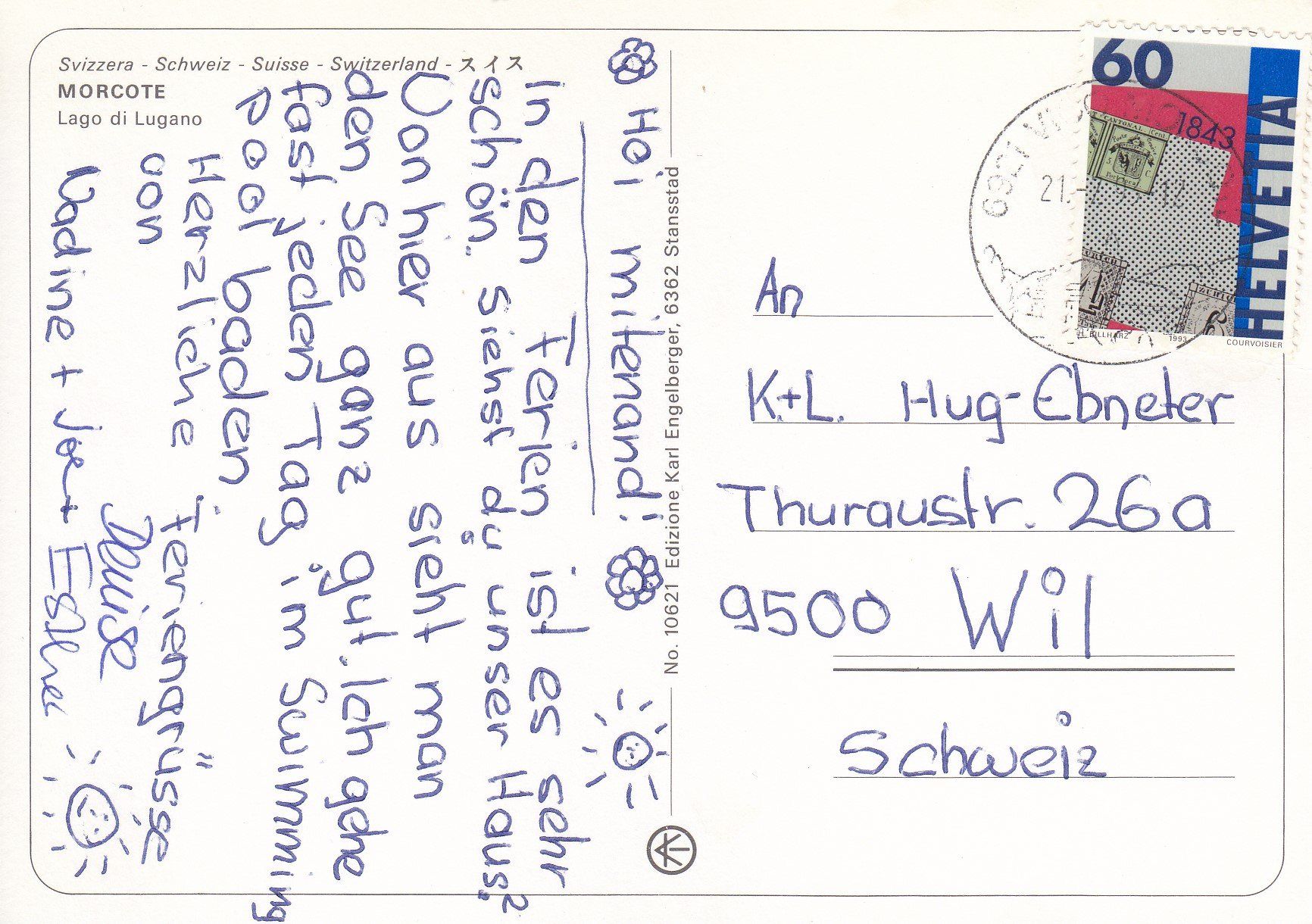 Cartoline postali: 1993 Postkarte von Morcote TI – Usato da Spreitenbach venduto da Mustang_1105 1