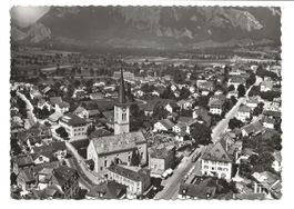 Bad-Ragaz (SG) Dorfpartie mit Kirche - Flugaufnahme - 1965
