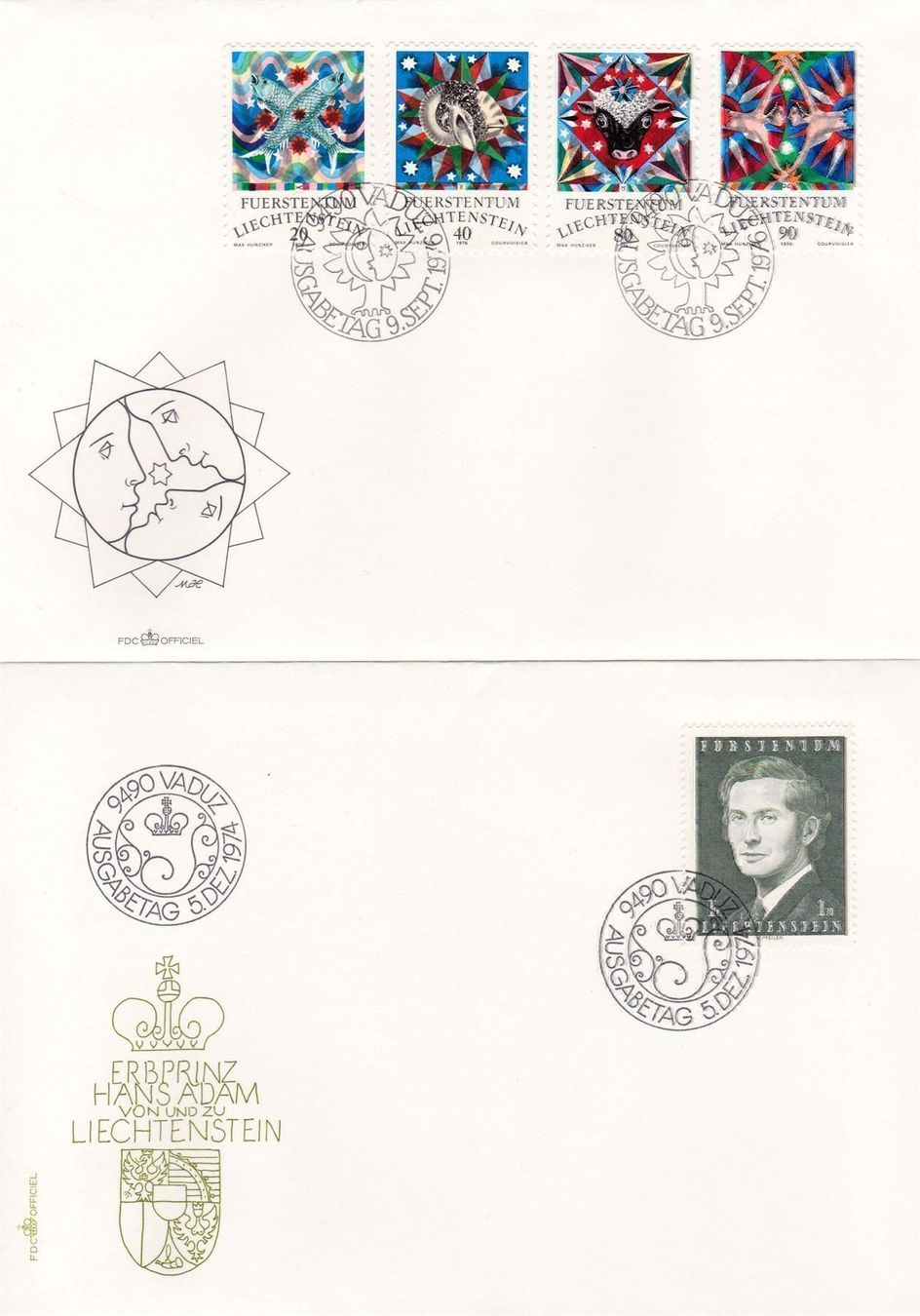 Tutti i francobolli: 1947-77, 4 FDC's in FL-Geschenkfolder – Usato da Wenslingen venduto da riger11 1