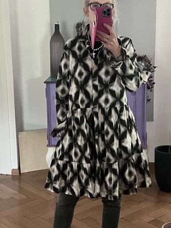 Caliban Kleid Gr.38 Sommer Boho schwarz beige khaki wollweis