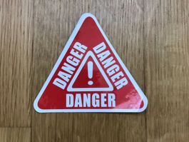 DANGER Aufkleber – Warnmotiv, dreieckig, rot/weiss