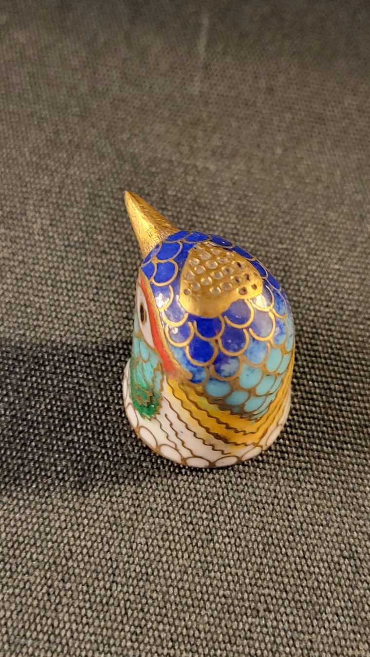 Statuette: Cloisonne-Fingerhut Vogel – Usato da Basel venduto da spinne02 4