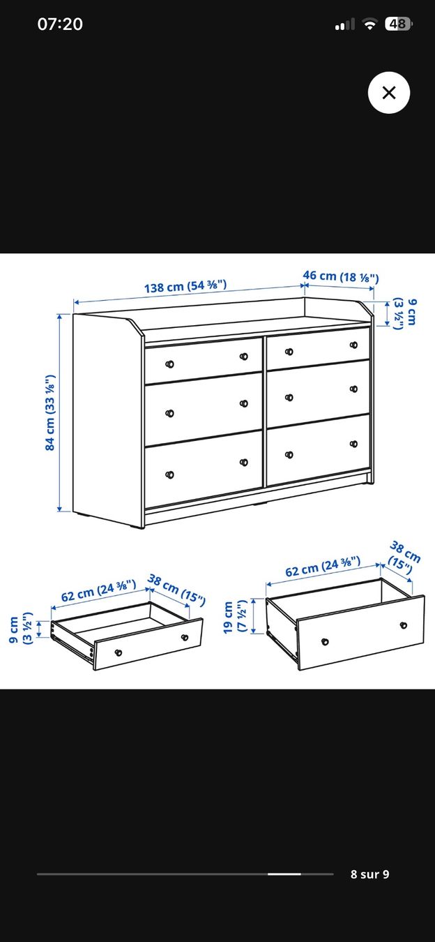 Ikea Cassettiere: Commode 6 tiroirs gris - 138x84 - super bon état – Usato da Biel/Bienne venduto da Bibsou 3