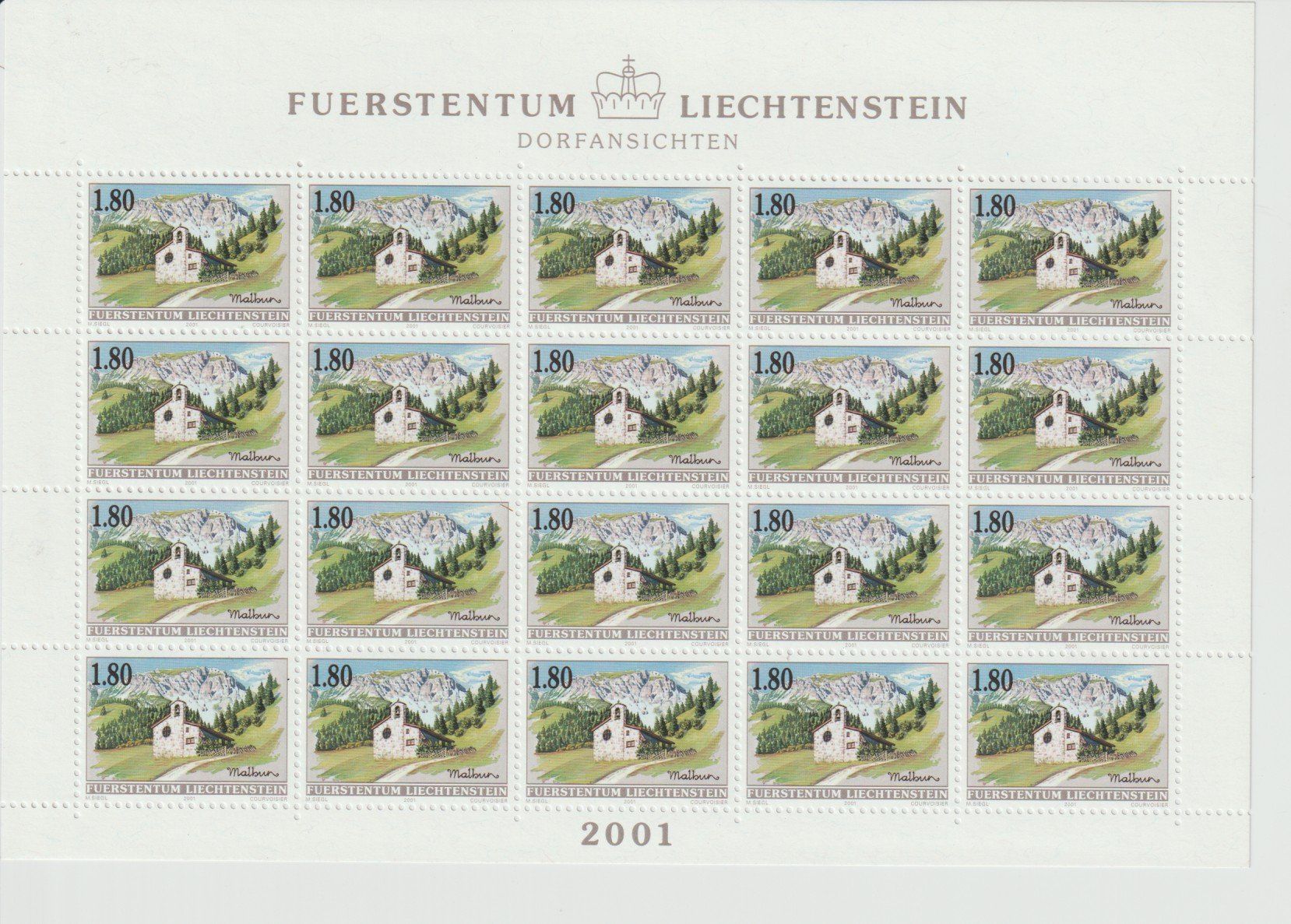 Alle Briefmarken: Malbun Ortsansicht 1 KB ** – Neu (gemäss Beschreibung) aus Lausanne von Whorvath