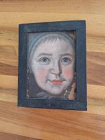 Herziges Oelportrait eines jungen Mädchens mit Rahmen