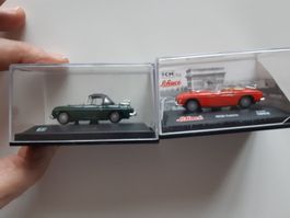 MG-B 1962 Softtop und Cabrio, grün und rot