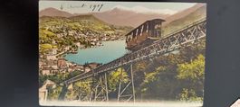 Alte Postkarte, Standseilbahn Monte San Salvatore 1907
