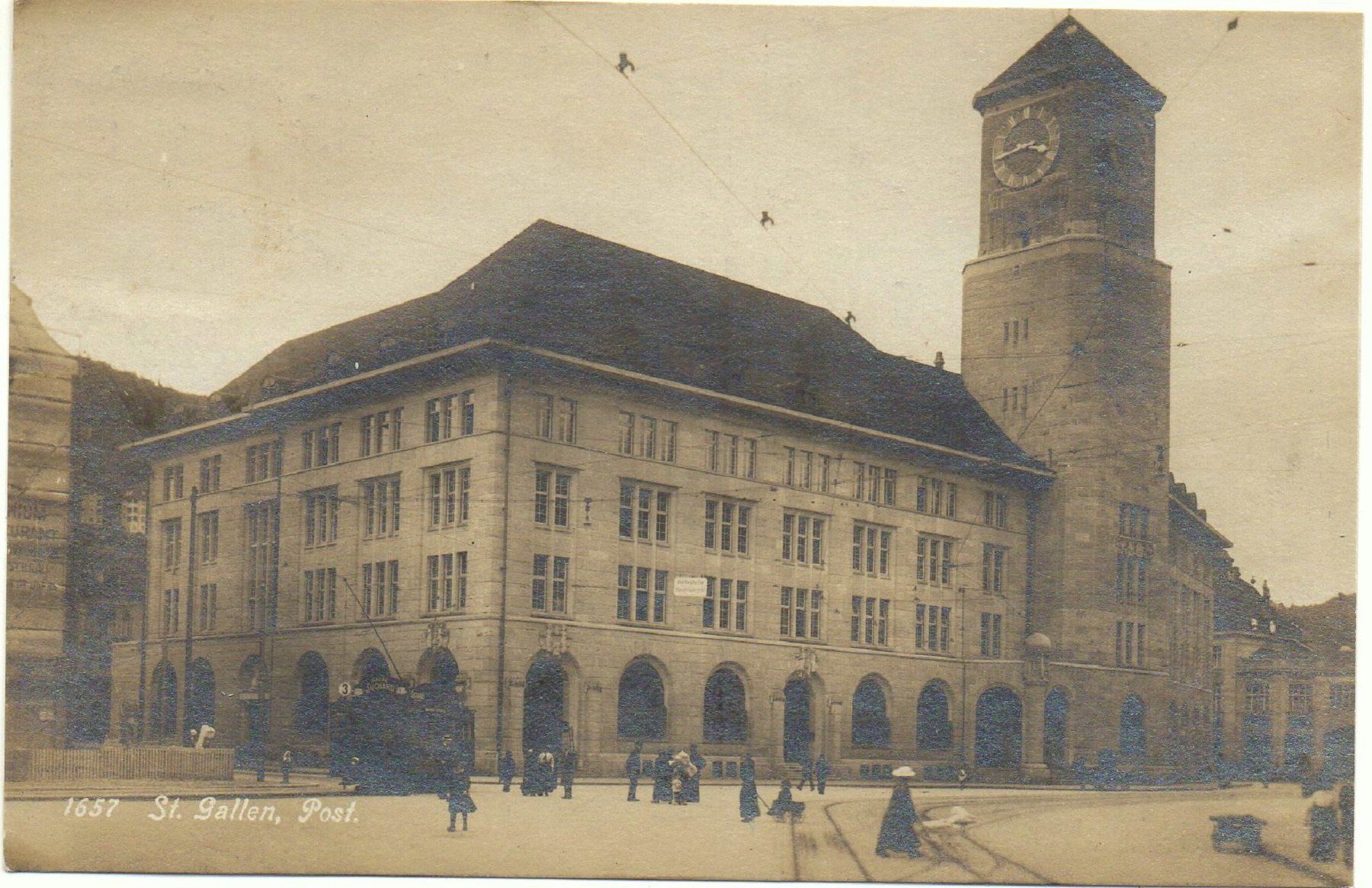 Ansichtskarten: ST. GALLEN Post - Strassenbahn, Tram – Gebraucht aus Jona von philajona