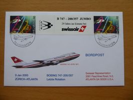 Millennium mit Swissair Druck auf Flugpost Beleg