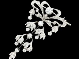 Art Deco Diamanten 3.5c Brosche Platin 6.4x4.6cm *S1935