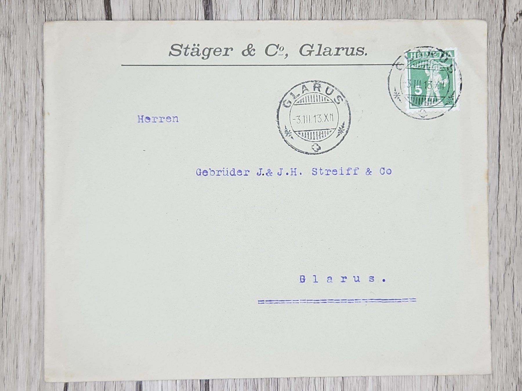 Tutti i francobolli: CL13 Enveloppe + Timbre Suisse 1913 – Usato da Cousset venduto da Patrick_Collections