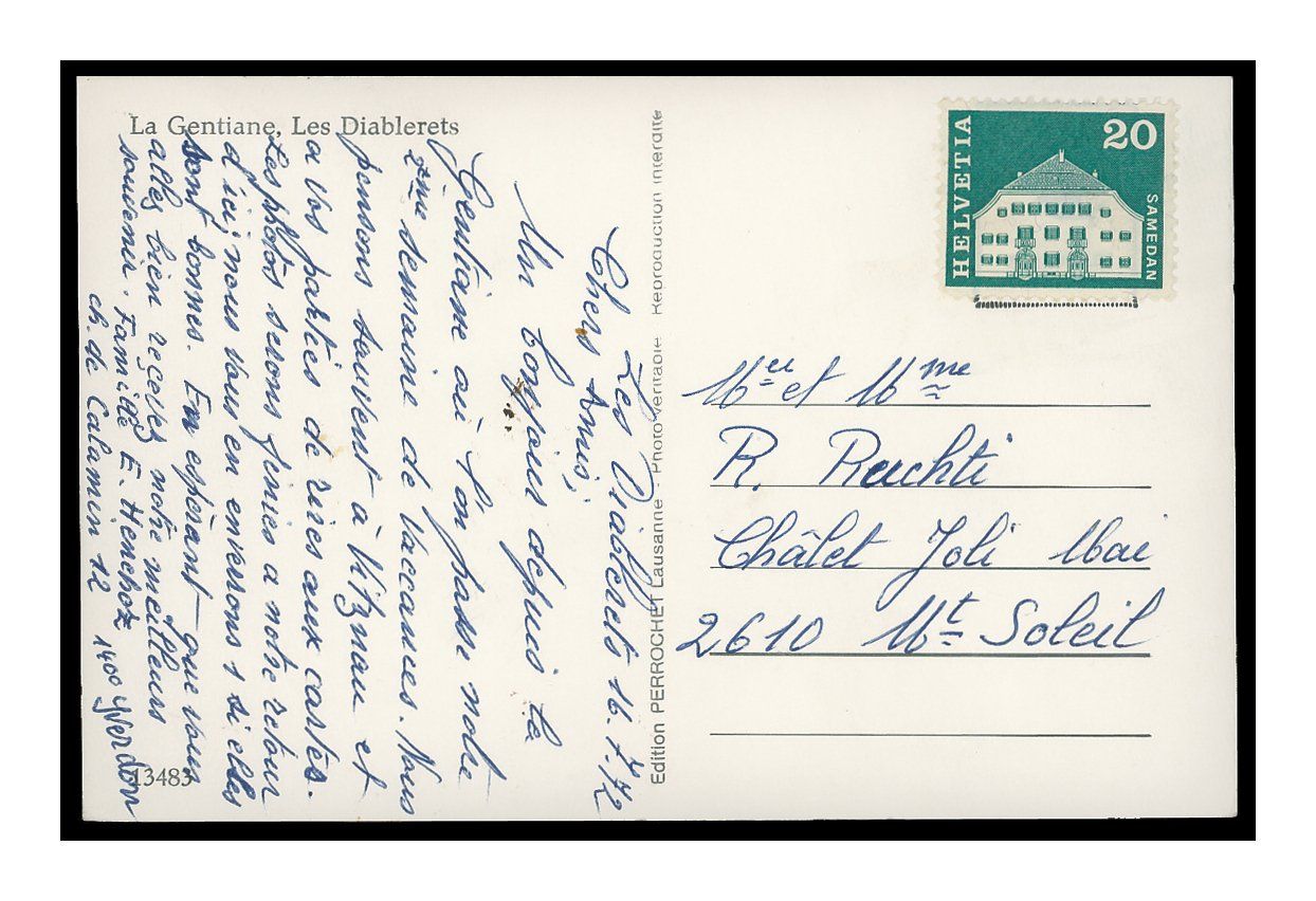 Cartoline postali: LES DIABLERETS - 1960 "La Gentiane" – Usato da Onex venduto da Lagorel01 1