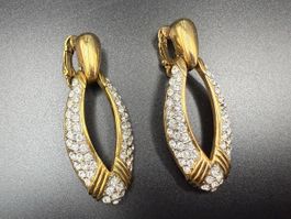 Vintage-Ohrringe Cabouchon Paris – Goldfarben