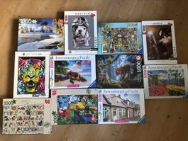 Puzzles (9) 1000 pièces divers thèmes,idéal pour l'hiver!