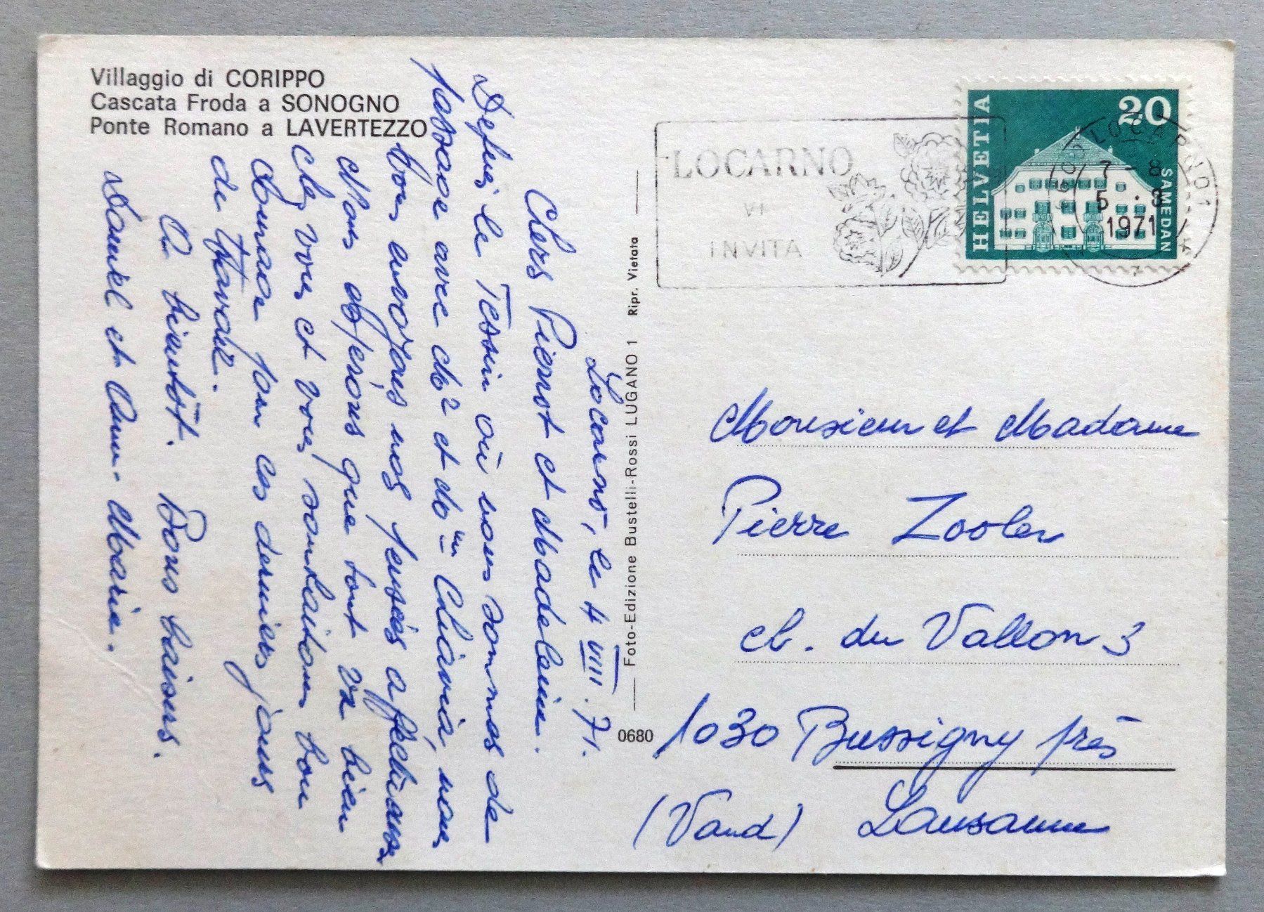 Cartes postales: Saluti dalla Verzasca – D'occasion à Fétigny par Billy2miny 1