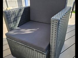 Moderner Gartensessel, Polyrattan, schwarz, neuwertig