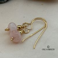 Klassische Ohrringe mit Morganite – 925 Silber gelbvergoldet