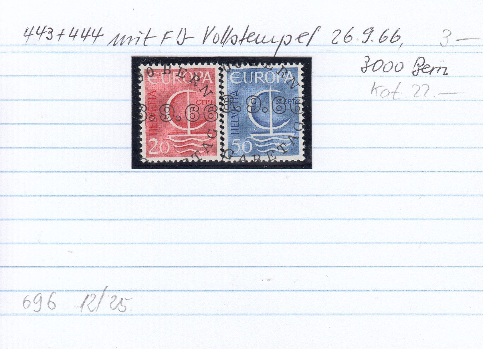 Tutti i francobolli: 443+444 mit FD-Vollstempel 29.9.66 – Usato da Spreitenbach venduto da Lienbi01 1