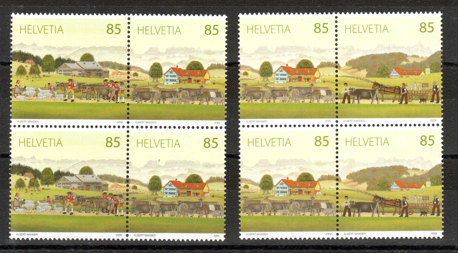 Tous les timbres: 2009 Alpabfahrt Viererblöcke postfrisch – Neuf (Voir description) à Stein am Rhein par Huehnerhund