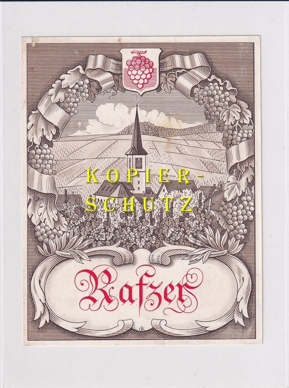Papiere: Etikette - Rafzer /bd – Gebraucht aus Hombrechtikon von Rudolf07
