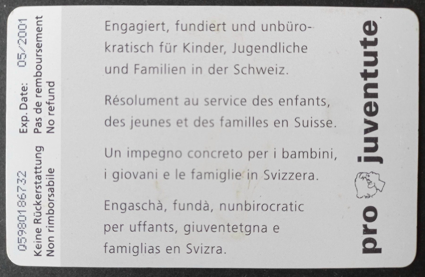 Swisscom Schede telefoniche: Taxcard - Pro Juventute - CH – Usato da Niederuzwil venduto da lubimaja 1