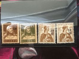 Quatre timbres Helvetia 13 centimes bon état général