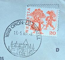 Werbestempel 13.5.83 (Oron-Le-Chatel) auf Beleg