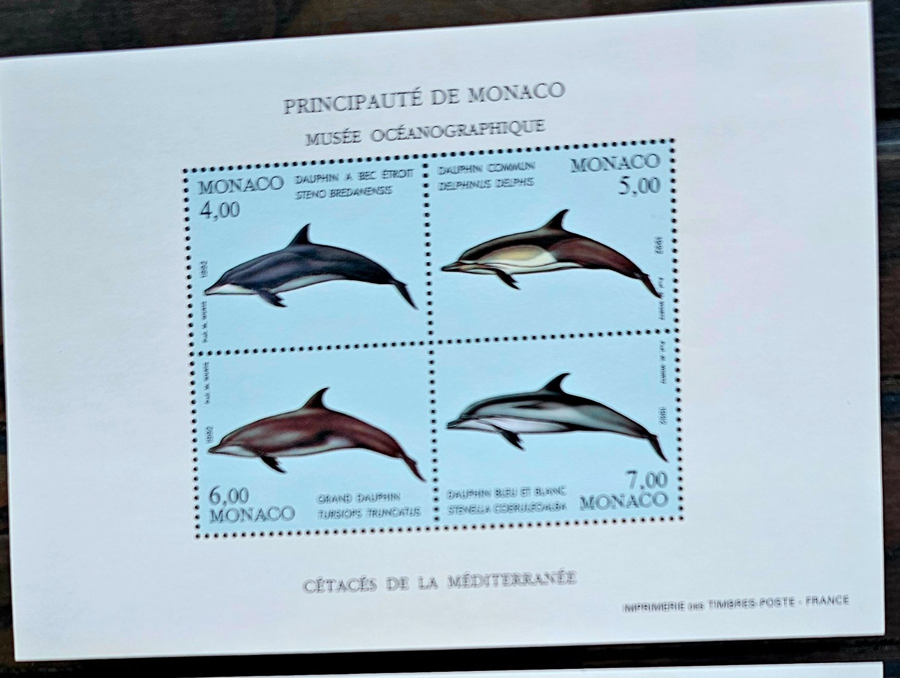 Tutti i francobolli: MONACO Bloc ** Cétacés de la Mediterranée, 1992 – Nuovo (secondo la descrizione) da Les Valettes venduto da Nuba1