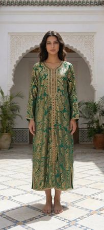 Magnifique robe dorée marocaine antique du Maroc Caftan