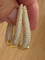 Luxus Elegante Creolen  Ohrstecker Farbe:Gold Zirkonia weiss