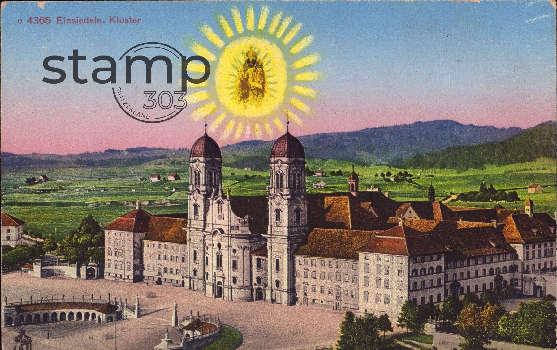 Cartoline postali: AK Einsiedeln Kloster – Usato da Eggersriet venduto da stamp303