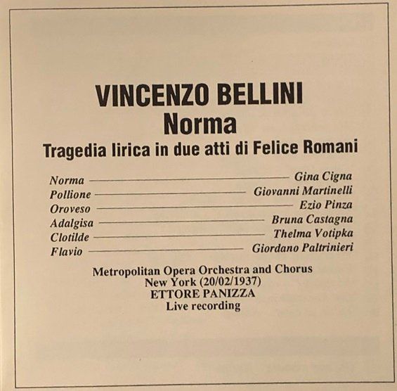 CD: Bellini - Norma (1937, Ettore Panizza) – Usato da Grüningen venduto da azulamarillo 2