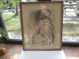 Gerahmte Kohlezeichnung von H.Schoellhorn