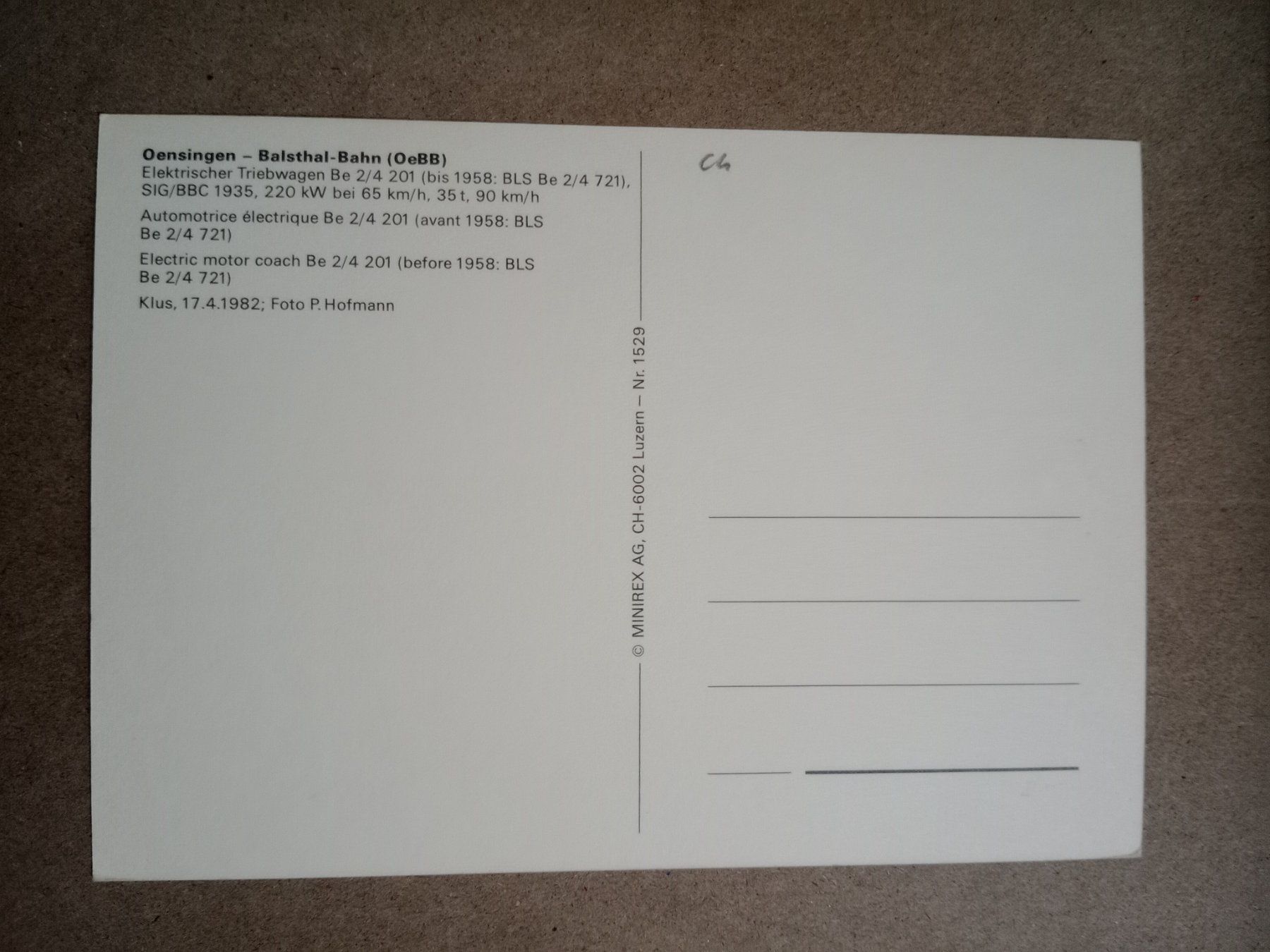 Cartes postales: AK Bahn Oensingen-Balsthal im Bahnhof Klus – D'occasion à Küttigen par Melisch1000 1