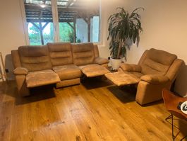 Mobila Domnel Adaline Brown – 3er Sofa + 2 Relaxsessel
