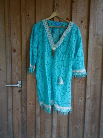 Strandkleid türkis Baumwolle von Osla Bonita Gr. L - 42595