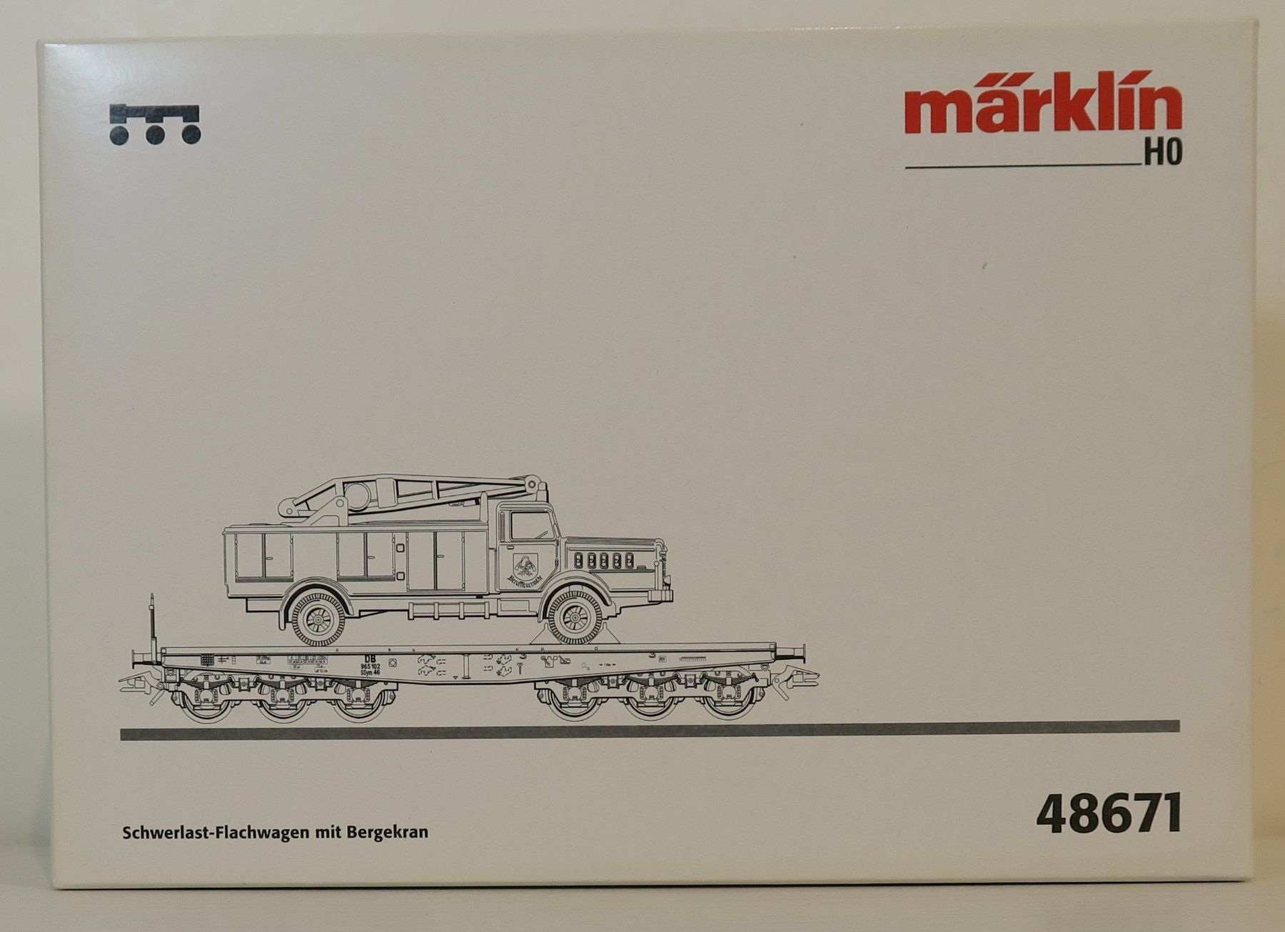 Märklin 48671 Flachwagen Typ SSym mit Feuerwehr Bergekran (Neu und ...