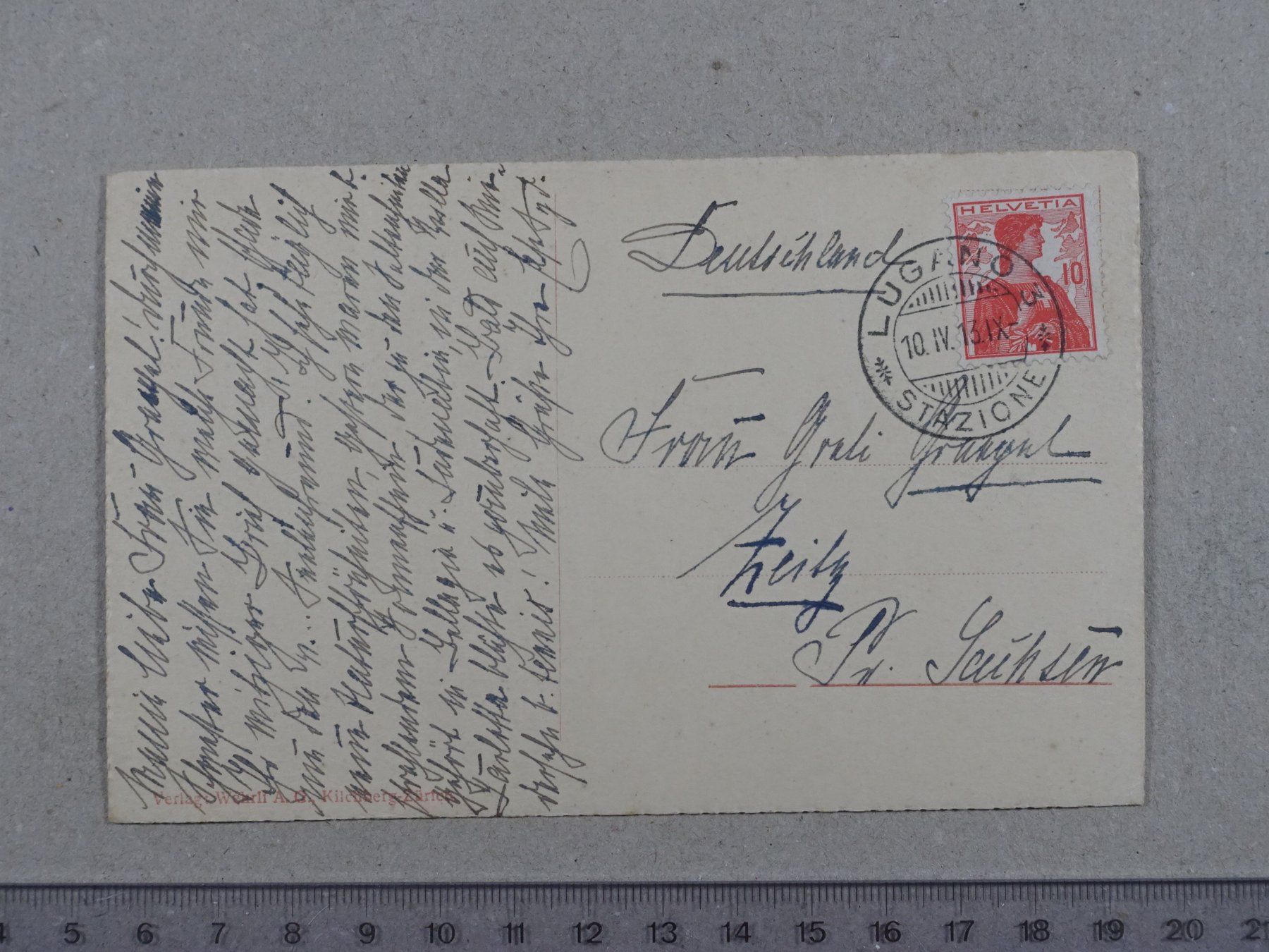 Ansichtskarten: Lugano, 1913, Gandria – Gebraucht aus Lenzburg von fh1 1