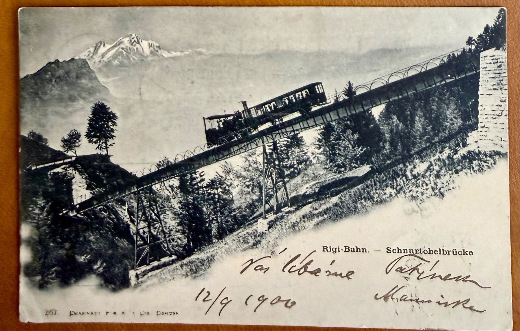 Cartoline postali: Rigi - Bahn - Schnurtobelbrücke  - 1900 – Usato da Lutry venduto da Ediego