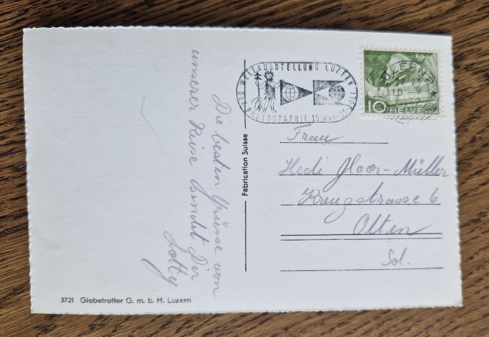 Cartoline postali: Luzern mit Rigi und Alpen 1952 – Usato da Ebikon venduto da Donar50 1
