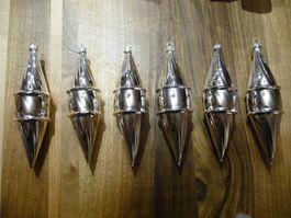6x silberner  Christbaumschmuck olivenförmig