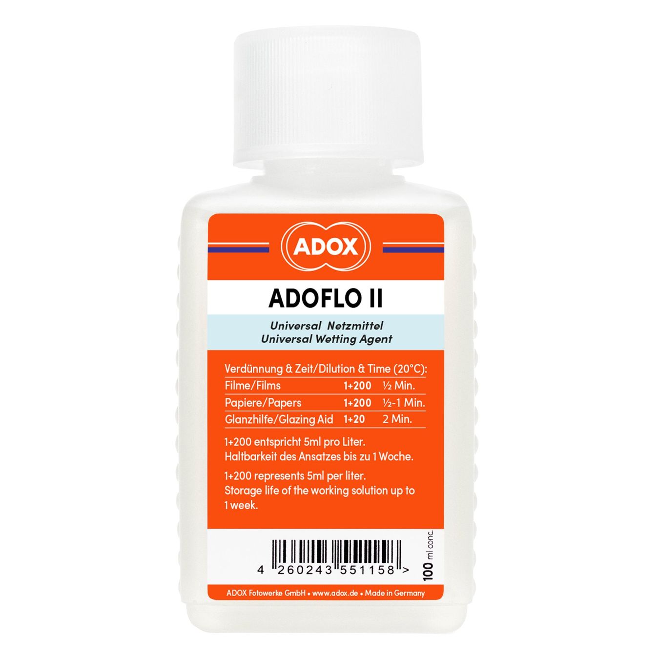 Adox Laboratorio & Camera oscura: ADOX ADOFLO II Netzmittel 100 ml – Nuovo e nell'imballaggio originale da Geuensee venduto da Fotoneo
