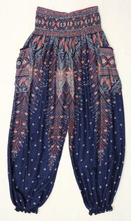 Pumphose Ballonhose Pluderhose Pfauenfeder aus Viskose