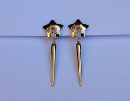 Vintage Pierre Lang Ohrclips Sterne mit Tropfen – Vergoldet 