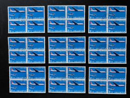 1969 9x Nr. 465 im Viererblock gestempelt